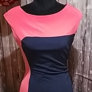 Elegant Black and Pink Colorblock Dress